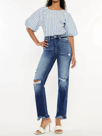 Kancan - Peach High Rise Slim Straight Leg Jeans