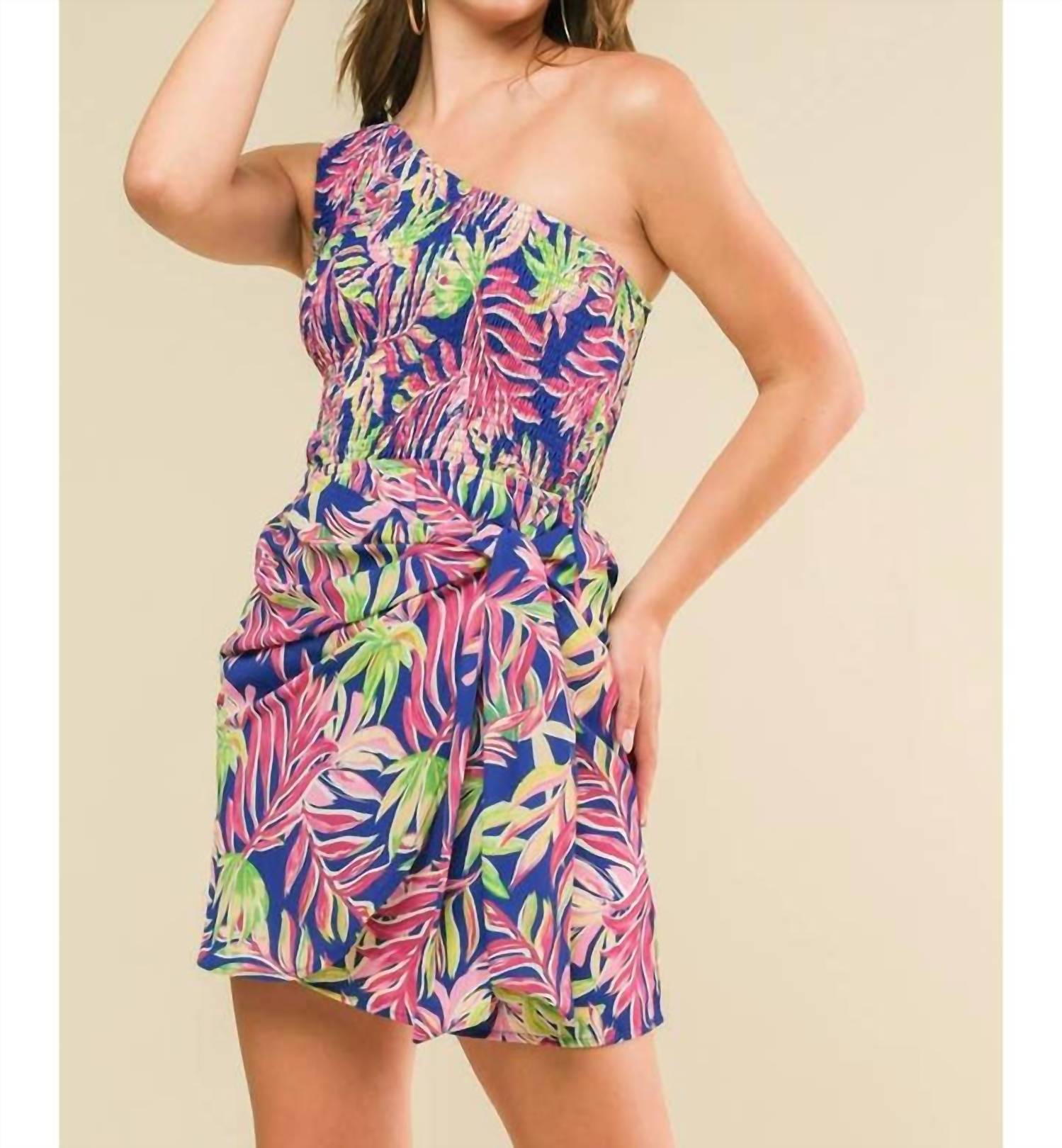 FLYING TOMATO Island Time Dress in navy fuchsia - women's dress - alternate view