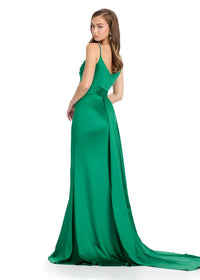 ASHLEYlauren Asymmetrical Draping Prom Dress in green - women's dress - alternate view