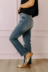 Kancan - Reese High Waist Distressed Straight Leg Jeans