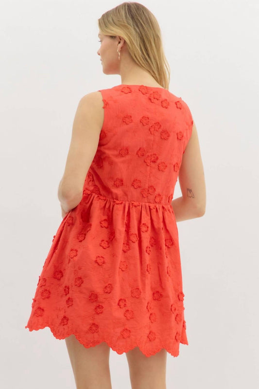 Entro - Floral Applique Dress with Bows