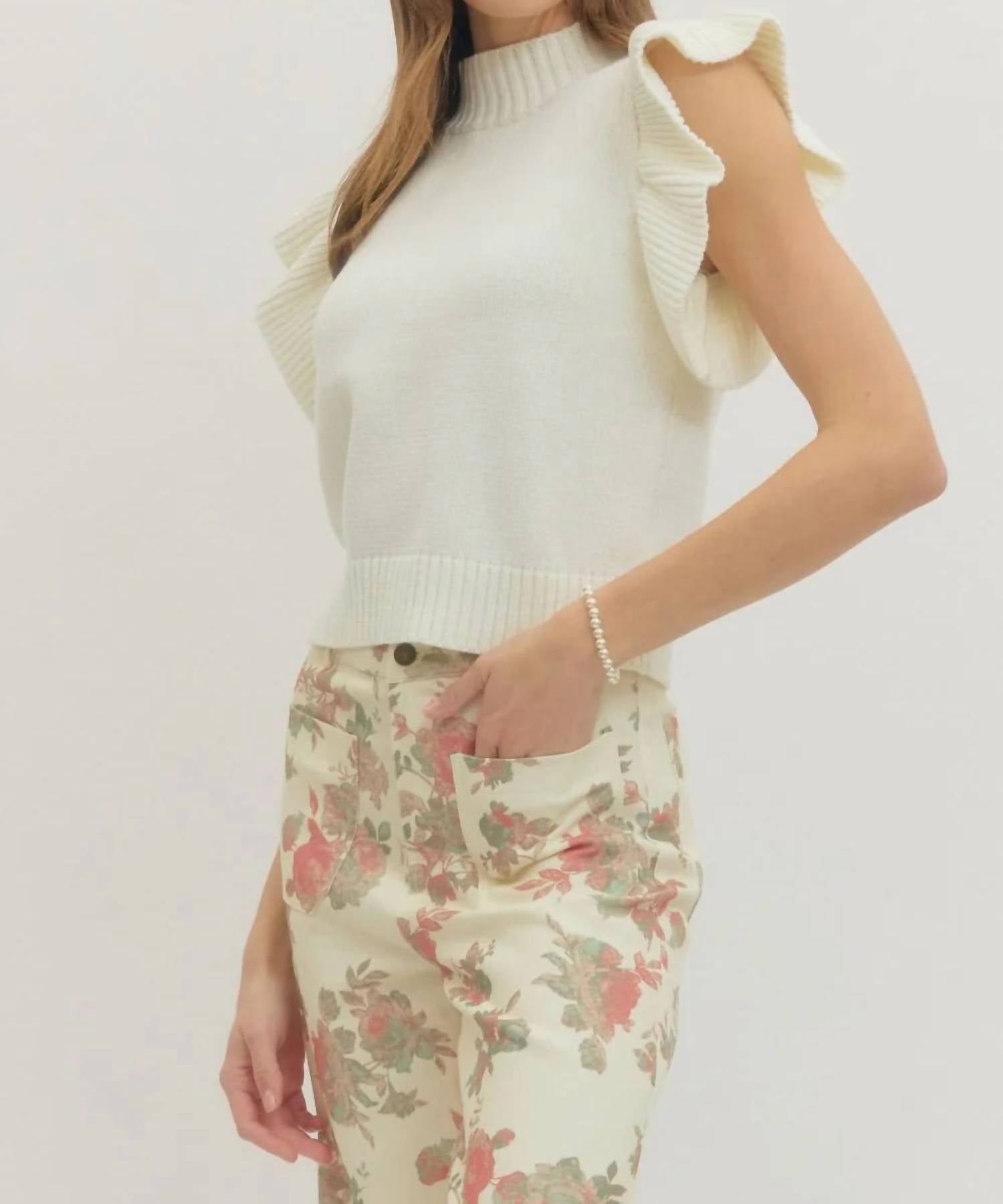 Entro - Lexi Ruffle Sleeve Knit Top