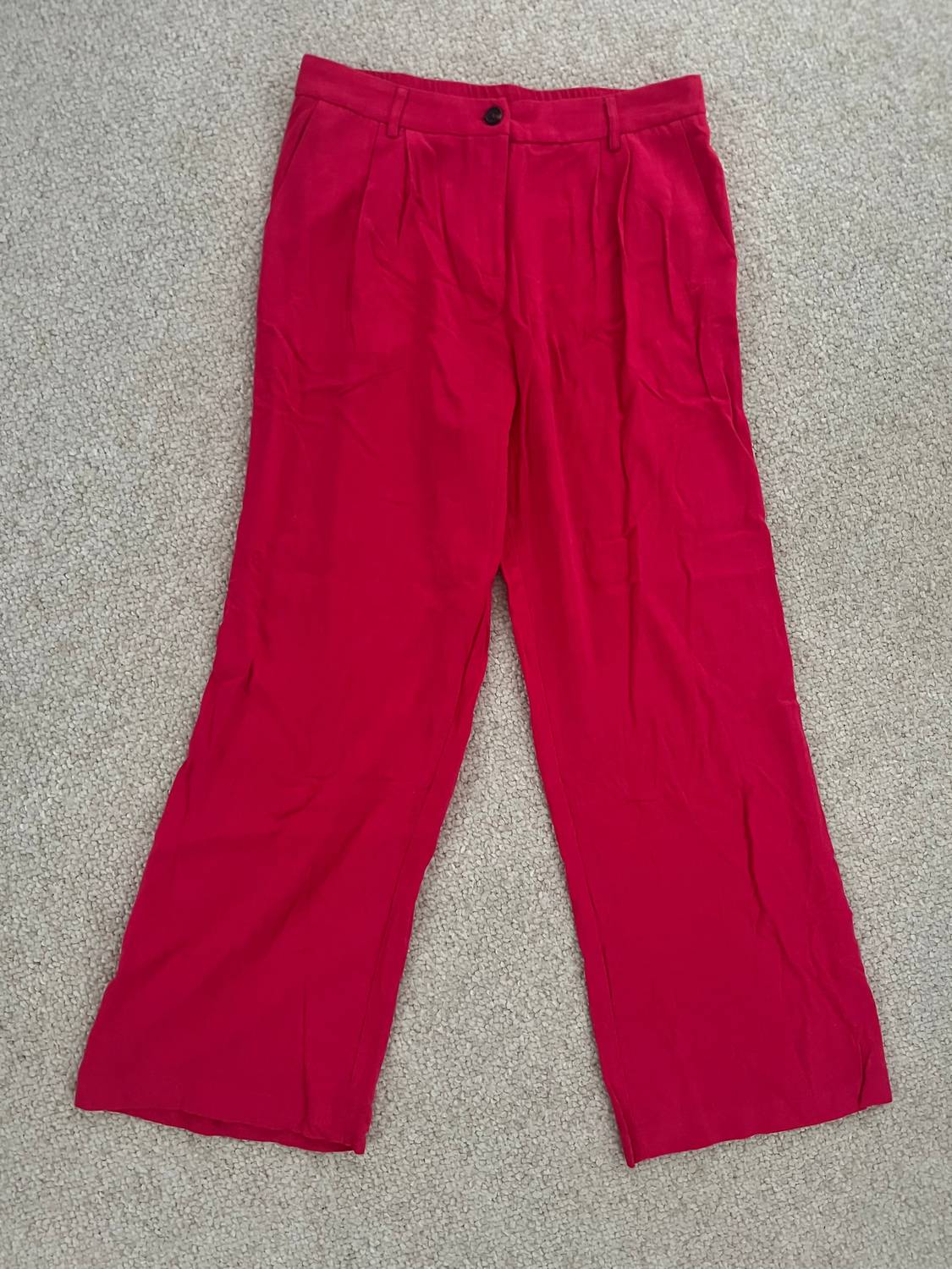 SKIES ARE BLUE Women's Stella Linen Wide Leg Trouser in cherry - women's pants