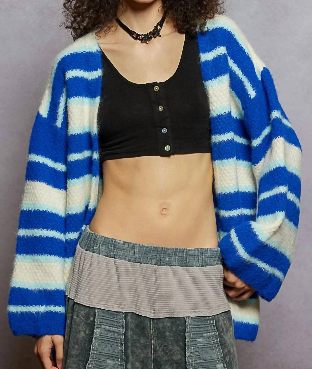 Pol - RYDER STRIPED CARDIGAN