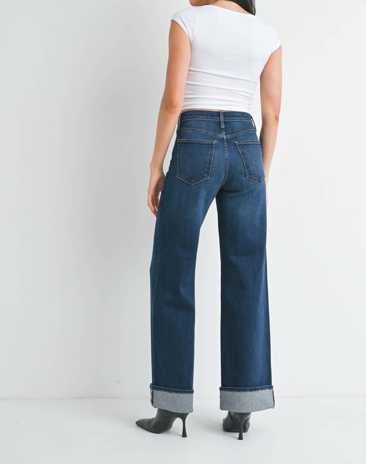 Just Black Denim - High Rise Cuffed Palazzo Jeans