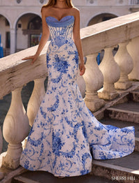 Sherri Hill - Floral Sweetheart Neck Corset Bodice Dress