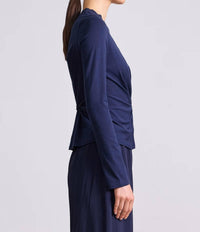 APIECE APART Twist Long Sleeve Volta Top in navy - women's long sleeve top - alternate view