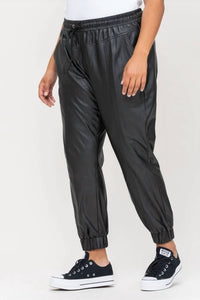 Cello - High-Rise Faux Leather Joggers
