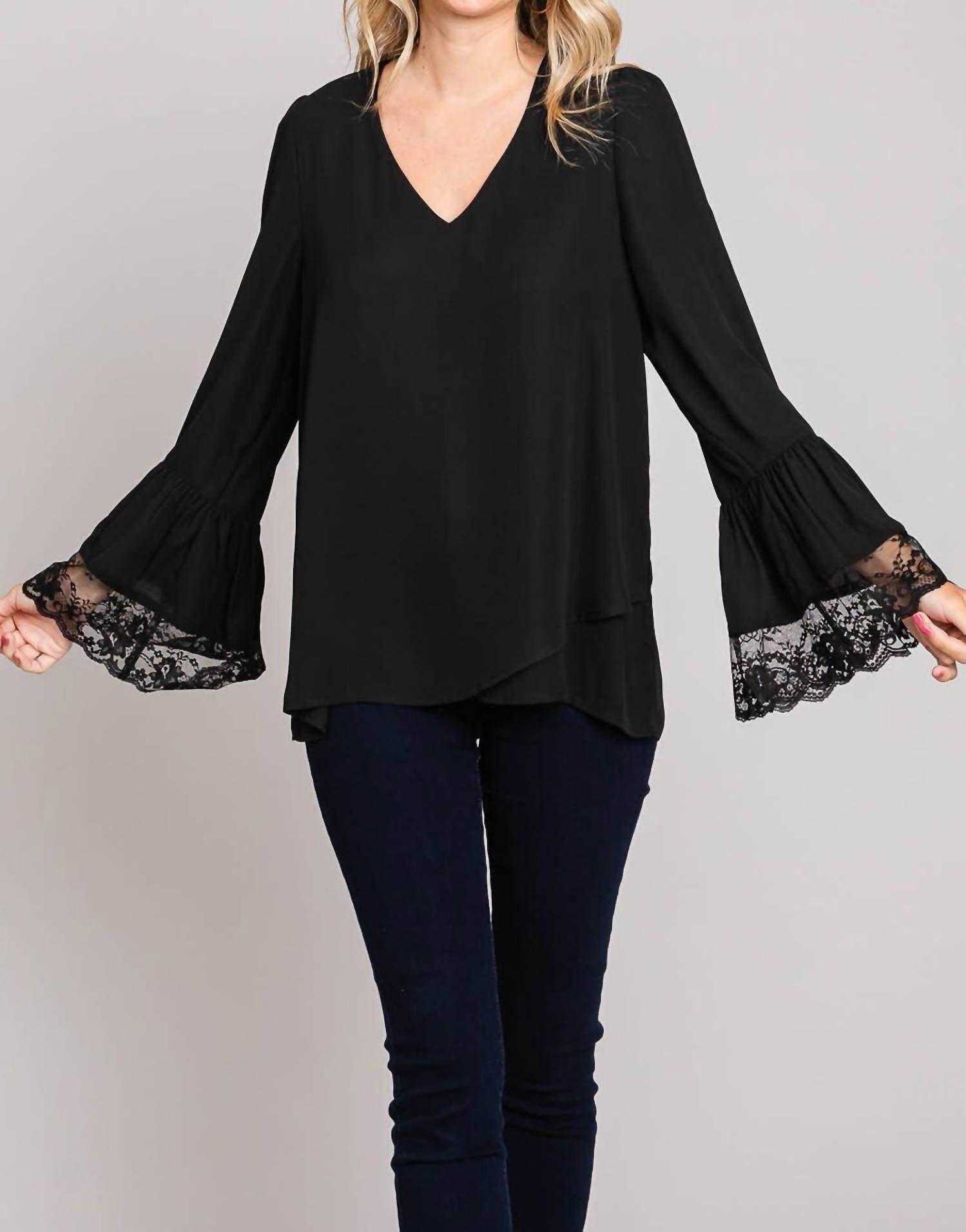 Cotton Bleu - Plus Size Soft Lace Sleeve Top