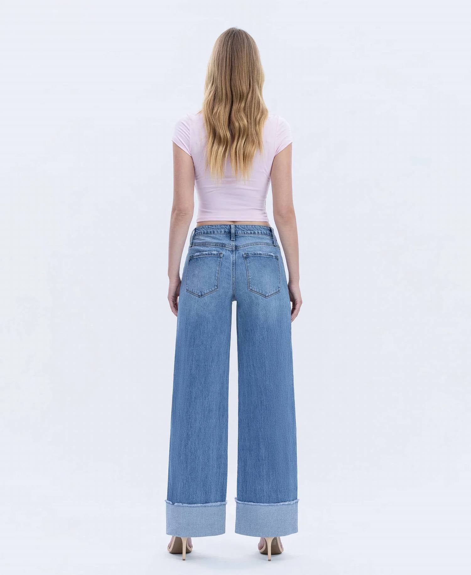Vervet By Flying Monkey - High Rise Cuffed Wide Jeans