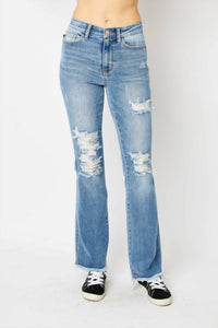 Judy Blue - High Waist Destroy Fray Hem Bootcut Jean