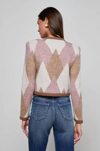 L'Agence Siobhan Long Sleeves Cardigan in natural mauve - women's cardigan - detail view