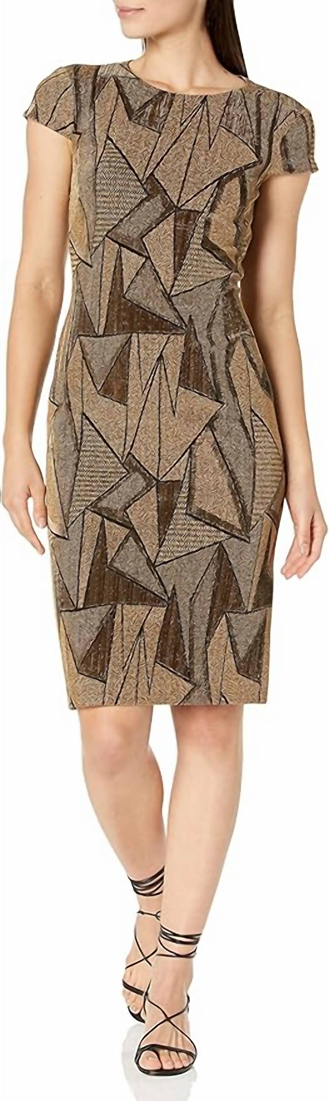 Vince Camuto - Short Sleeve High Neck Sheath Midi Dress