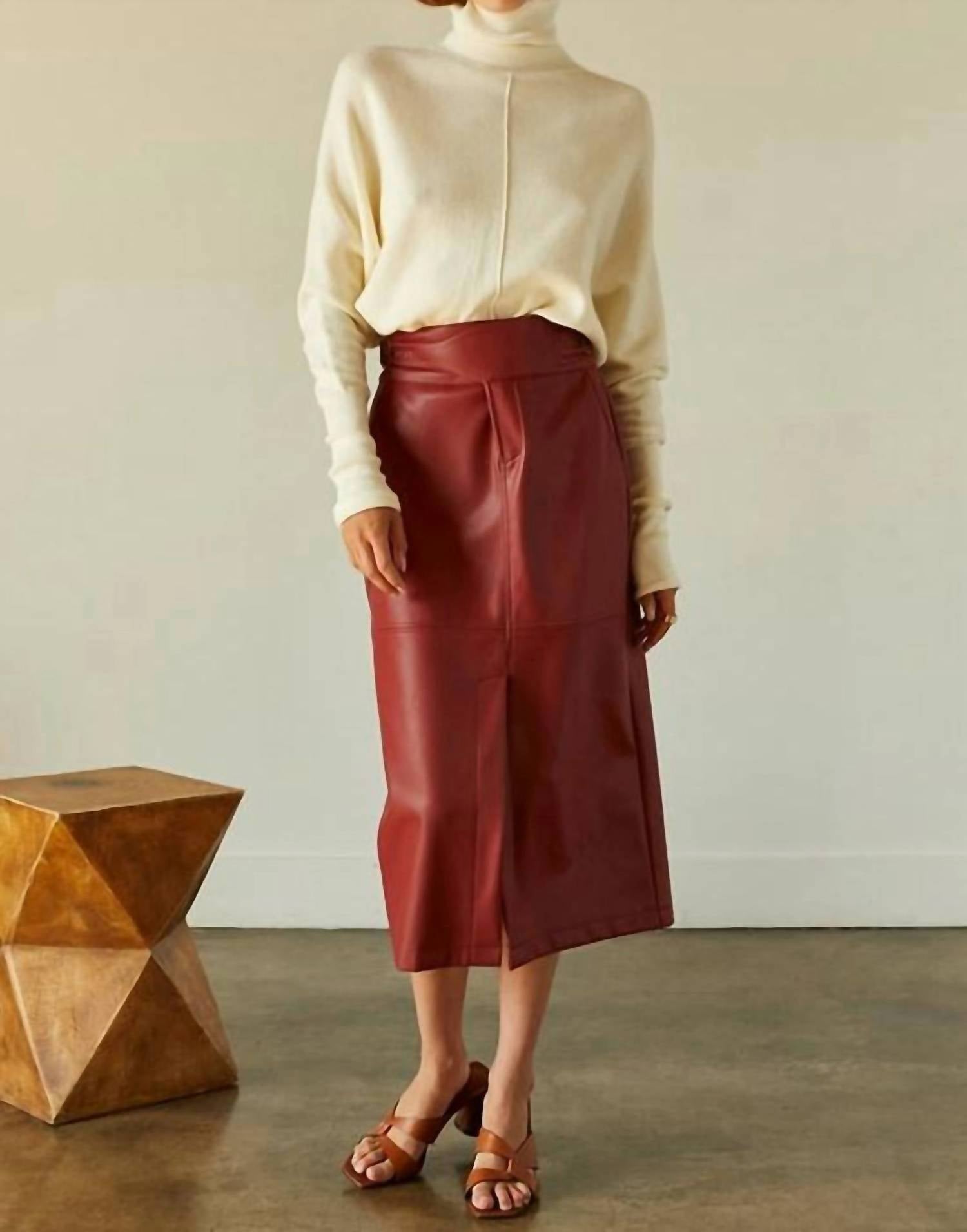 Crescent - Natalie Vegan Polyurethane Midi Skirt