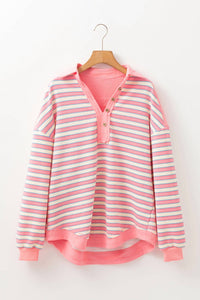 Shewin - Collared V Neck Drop Shoulder Top