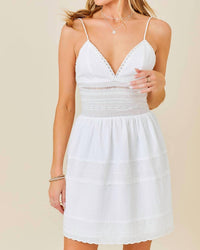 Baby Pink - Mixed Lace Inset Tiered Mini Dress