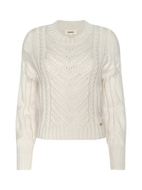 L'Agence Storm Cable Knit Sweater in ivory gold - women's sweater - view 4
