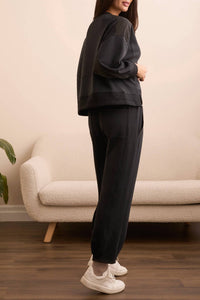 TRIBAL Pleated Hem Jogger in black - women's pants - detail view