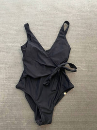 Summersalt Women's Perfect Wrap One Piece Swimsuit in black - women's swimwear - detail view
