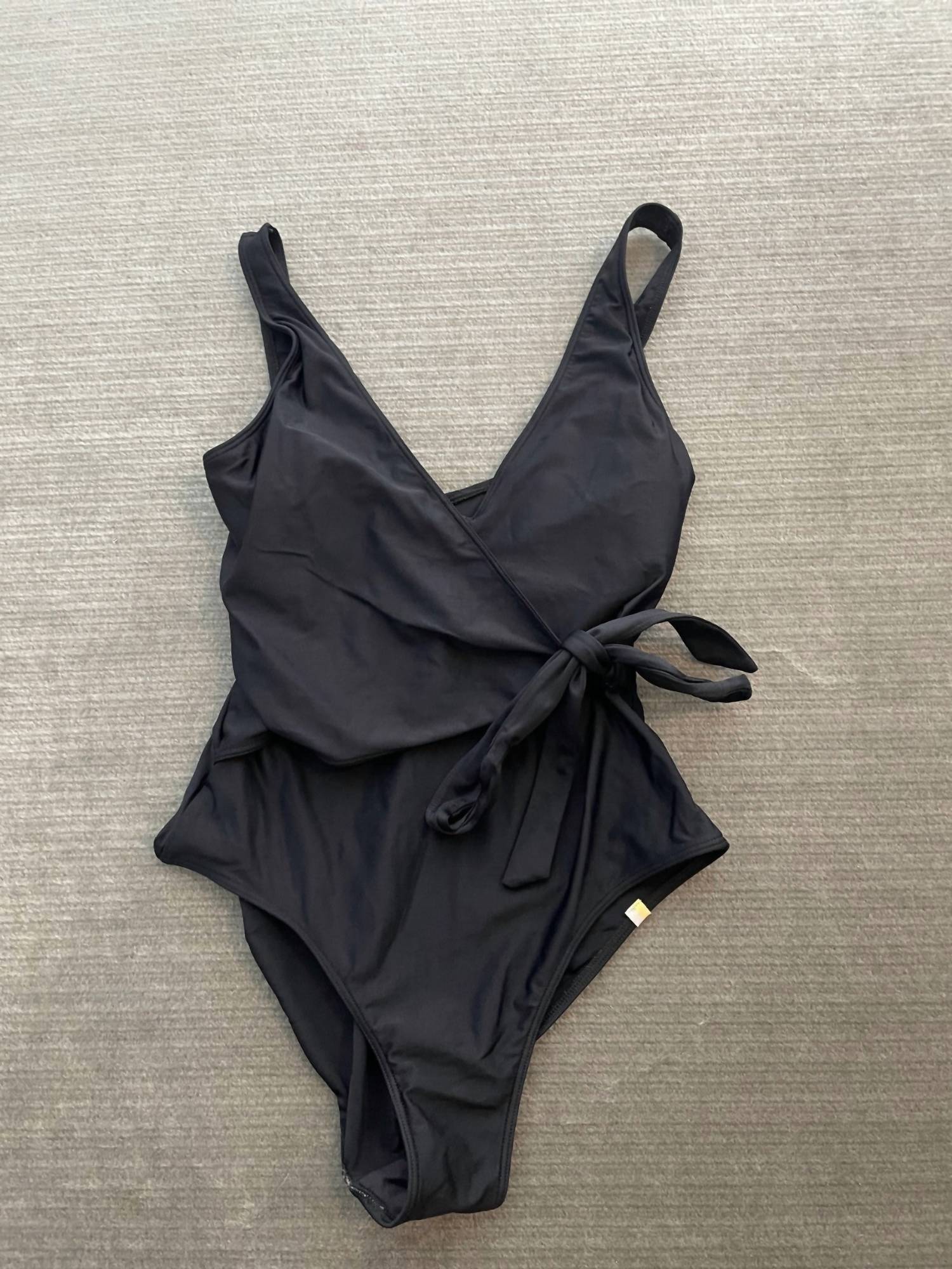 Summersalt Women's Perfect Wrap One Piece Swimsuit in black - women's swimwear - detail view