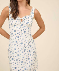Blu Pepper - Floral Front Tie Mini Dress