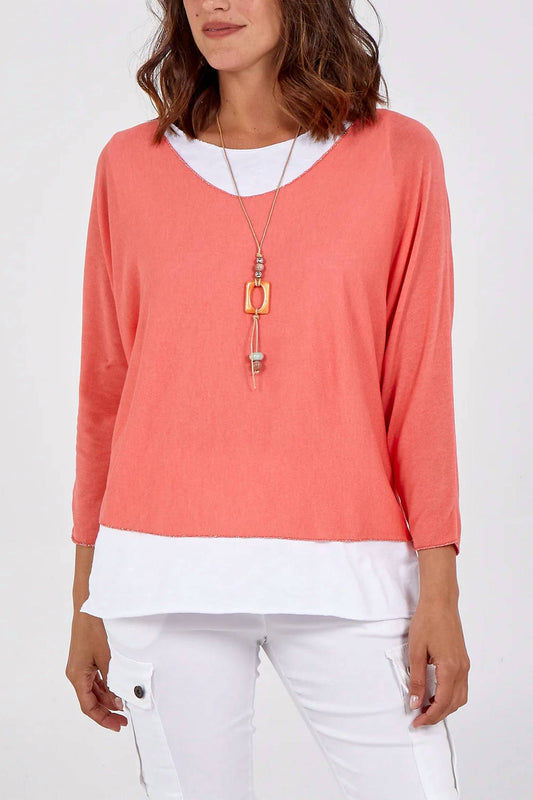 Catherine Lillywhite'S - Double Layer Summer Top with Necklace