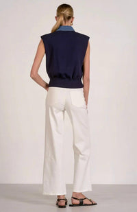 Elan - Cap Sleeve Mixed Media Top