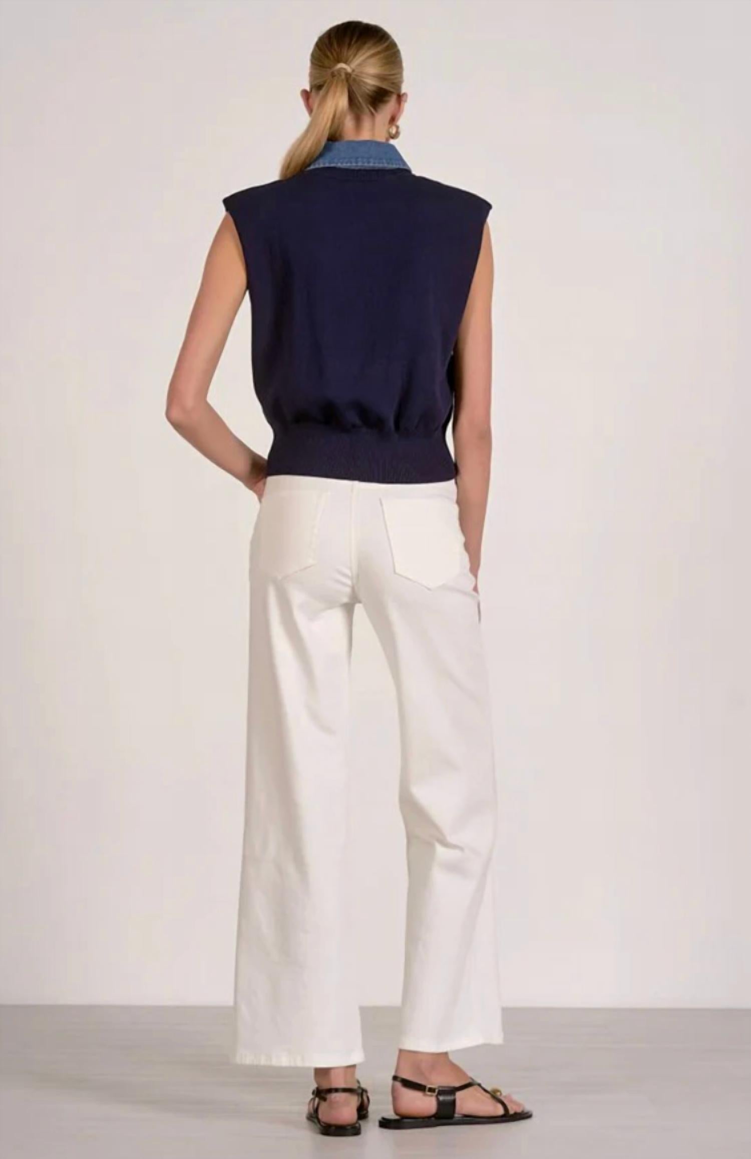 Elan - Cap Sleeve Mixed Media Top