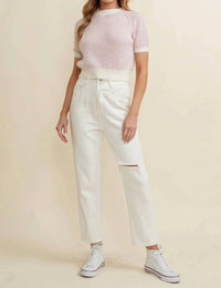 Cloud Ten - Ribbed Short Sleeve Sweater