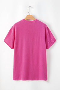Shewin - Crinkle Corded Loose Fit Top