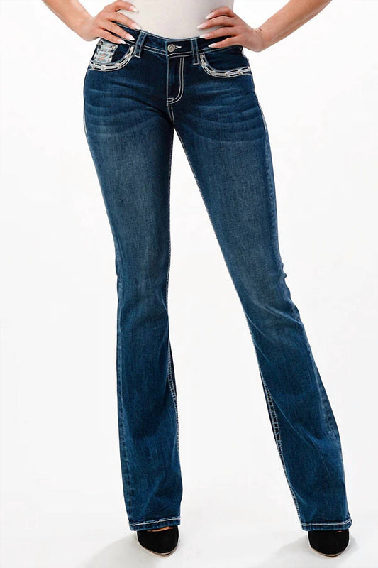 Grace In La - Star Mid Rise Easy Bootcut Stretch Jean