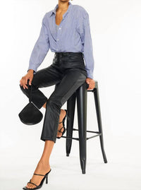 Kancan - Judith High Rise Faux Leather Skinny Straight Leg Jeans