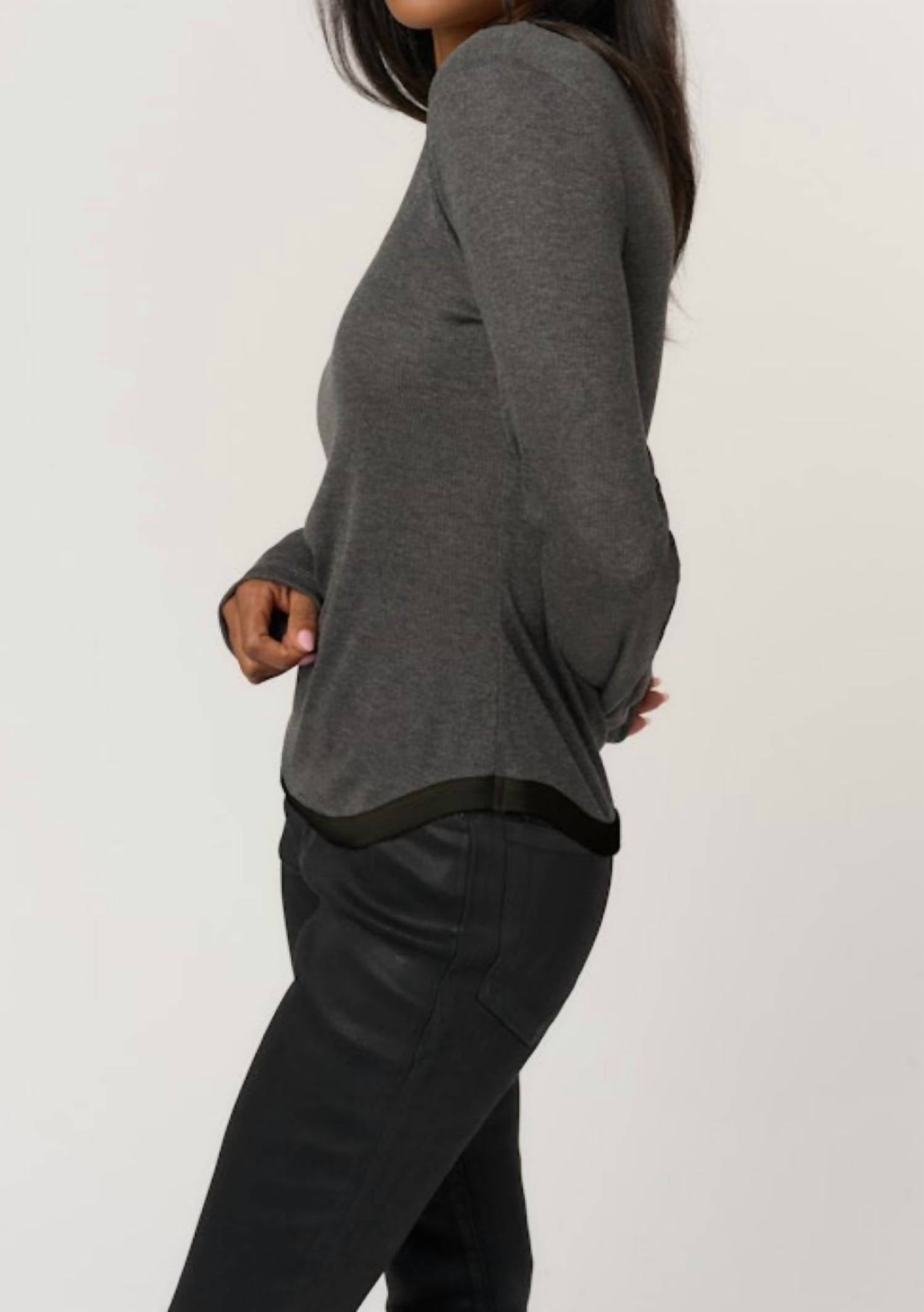 Project Social T - Contrast Scoop Neck Rib Long Sleeve Top