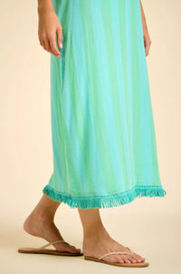 Sitano Positano Midi Tank Dress in blue green cabana stripes - women's dress - alternate view