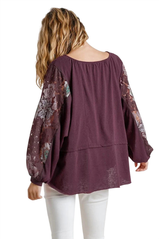 Umgee - Floral Lace Sleeve Top