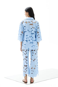 Lace The Label Ophelia Lace Cropped Pant in light blue - women's pants - alternate view