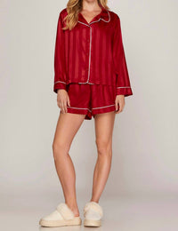 SHE + SKY Slumber Sleep Set in scarlet - women's sleepwear - alternate view