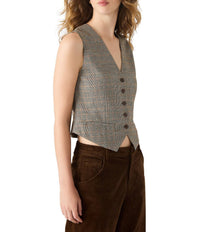 Steve Madden - Barrett Plaid Suiting V-neck Sleeveless Vest Top