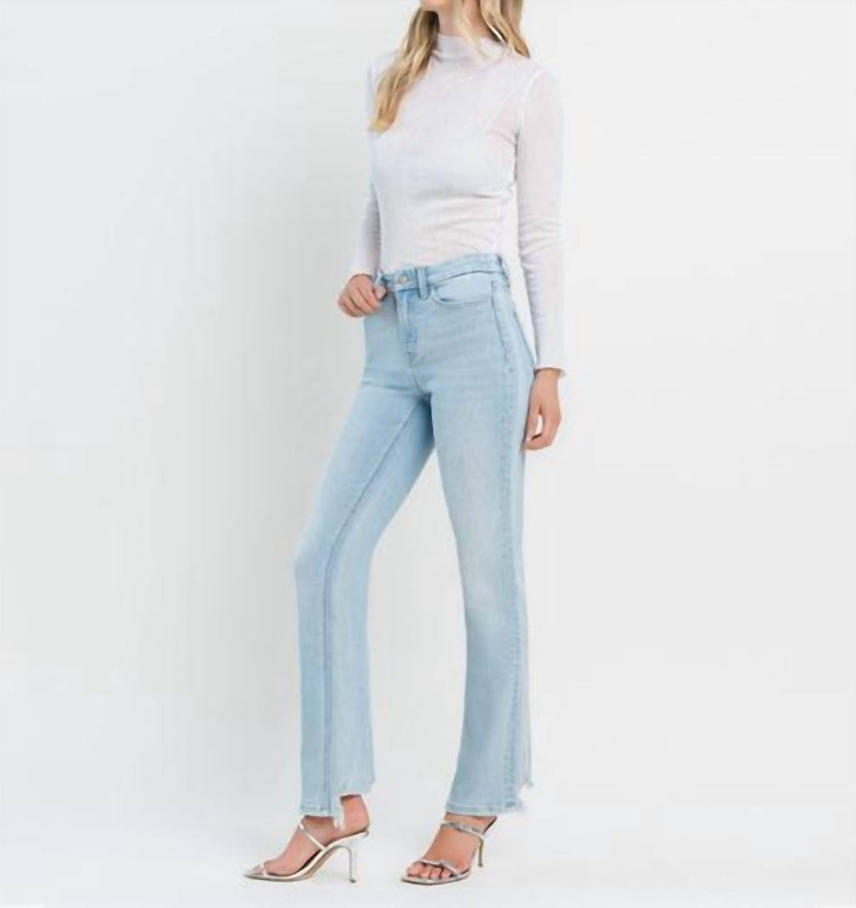 Flying Monkey - Well Connected High Rise Distressed Hem Bootcut Jeans