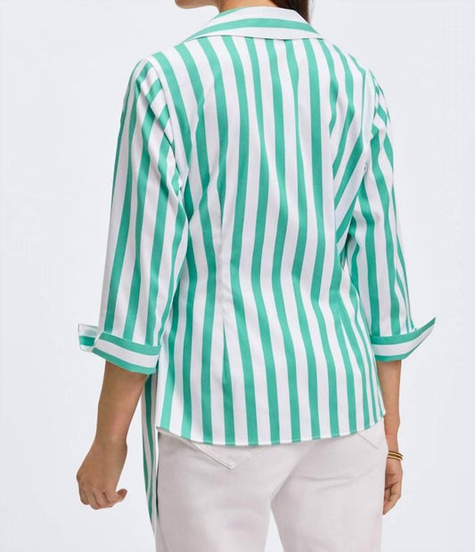 Foxcroft - Salina Springtime Stripe 3/4 Sleeve Shirt