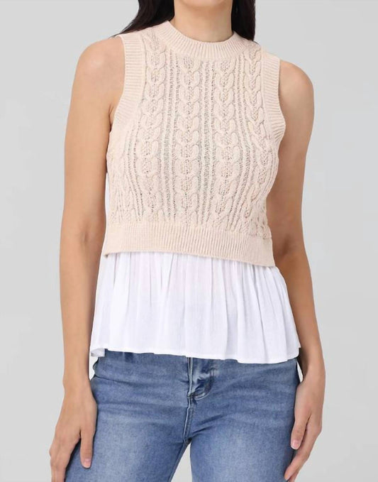 525 America - Mixed Media Cable Knit Tank Top