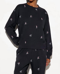 SPIRITUAL GANGSTER Namaski Astrid Crew Sweater in black - women's sweater