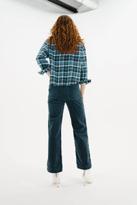 ASKK NY Crosby Flannel Shirt in slate plaid - women's shirt - detail view