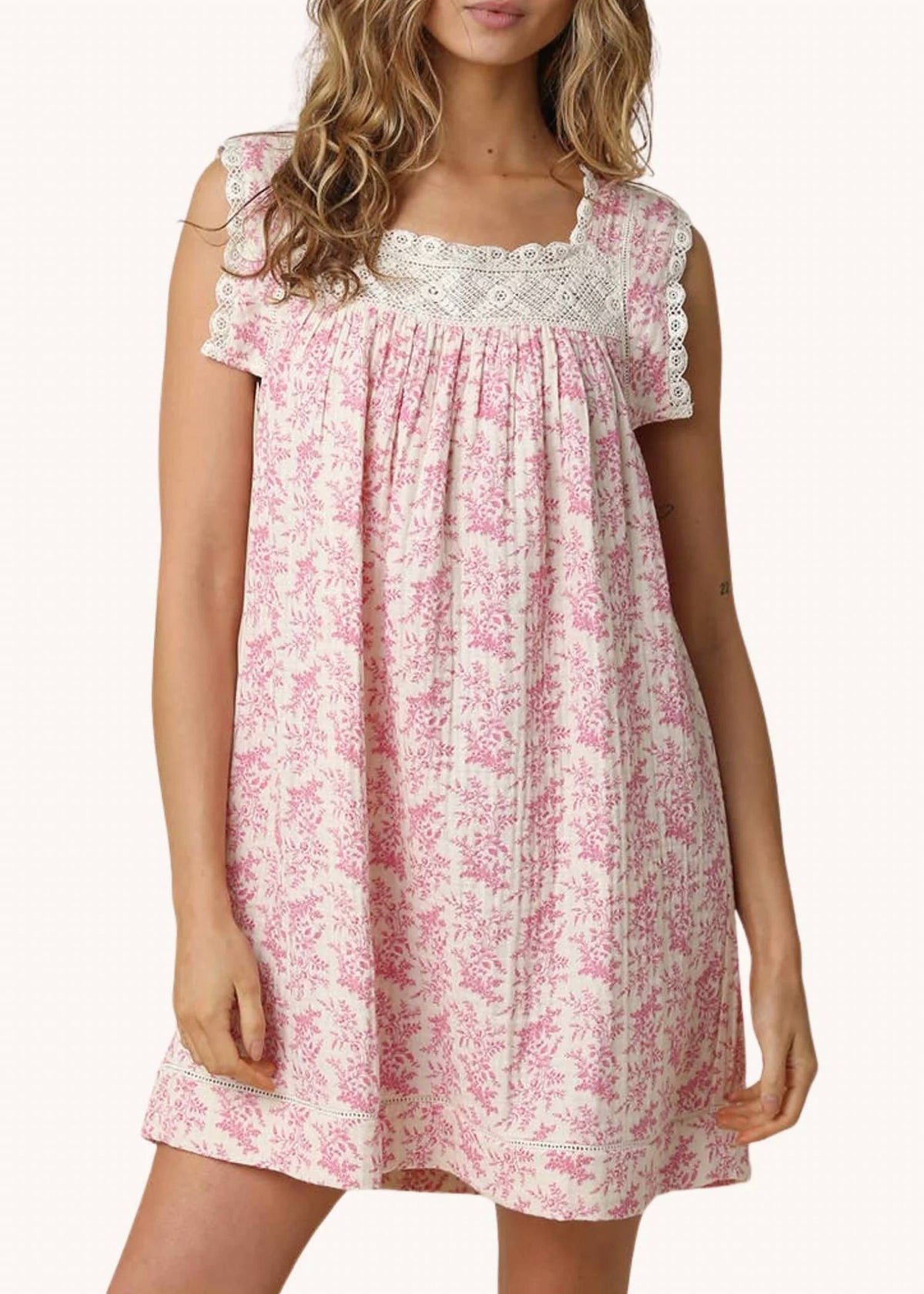 Olivaceous - Selah Lace Trimmed Mini Dress