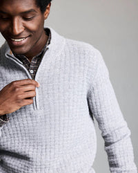 Billy Reid - Basketweave Half Zip Sweater Top