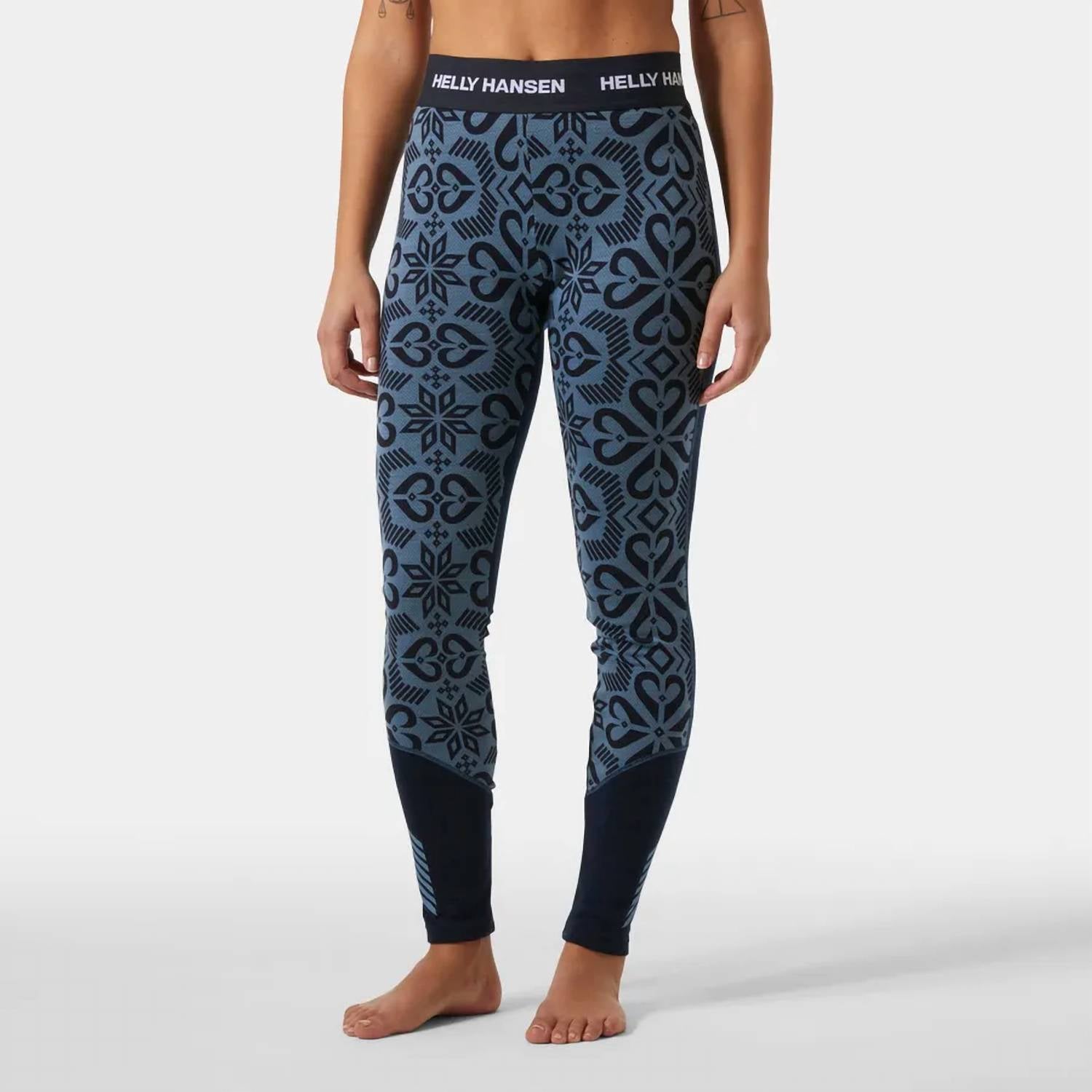 Helly Hansen LIFA Merino Midweight Graphic Pant in navy nordic rose - women's pants