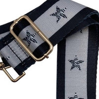 Cthru Women's Adjustable Crossbody Bag Purse Guitar Strap in black grey stars and stripes - women's item - detail view