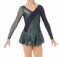 Mondor - Shimmer Sparkle Asymmetrical Long Sleeve Skate Dress