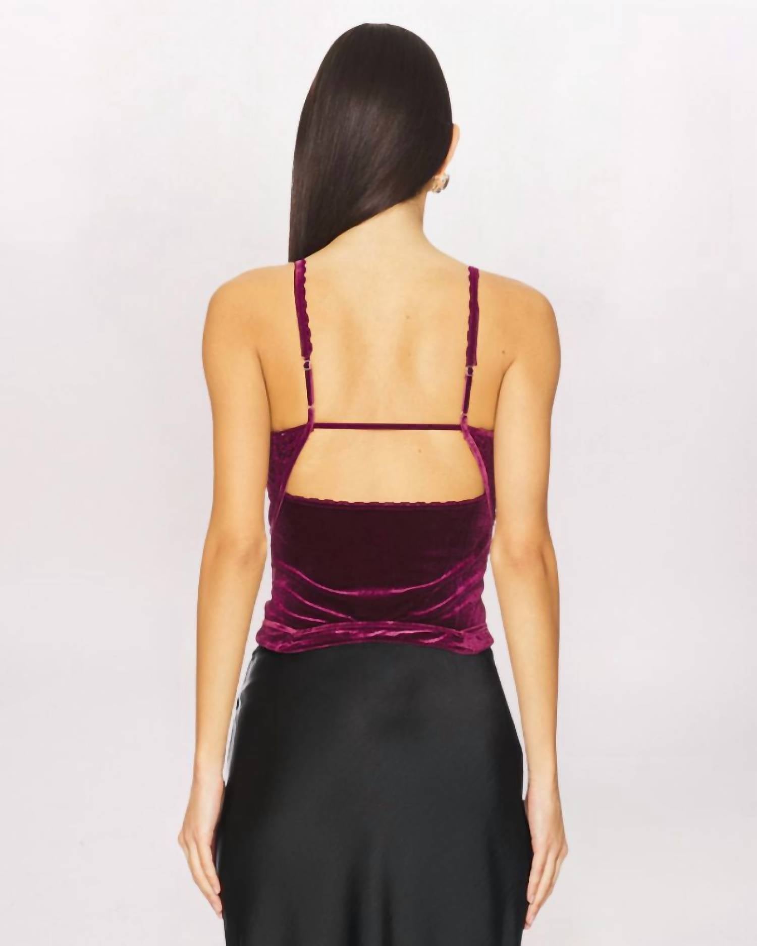Free People About Last Night Corset Tank in wine - women's shirt - detail view