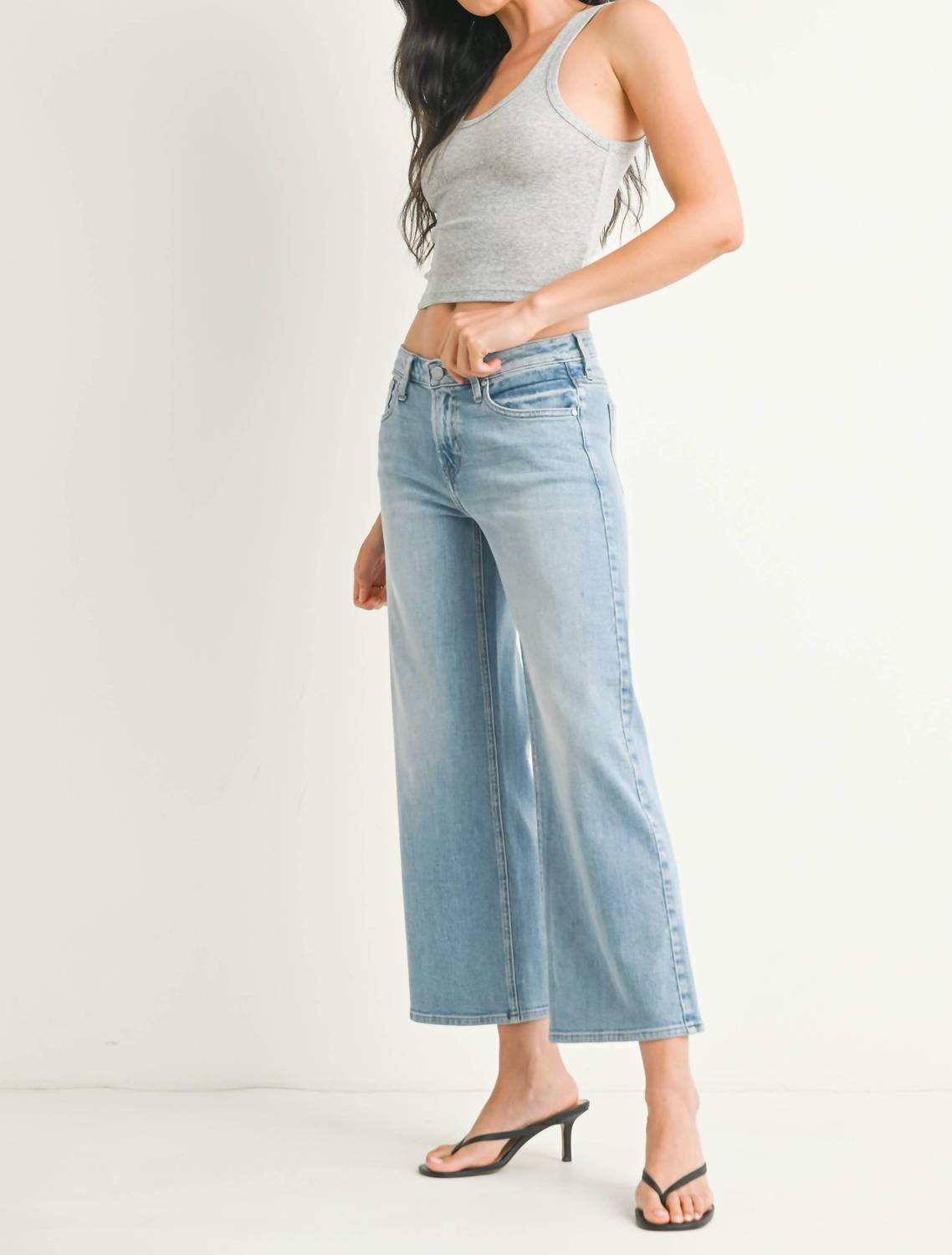 Just Black Denim - Eliza Mid Rise Slim Wide Leg Jeans